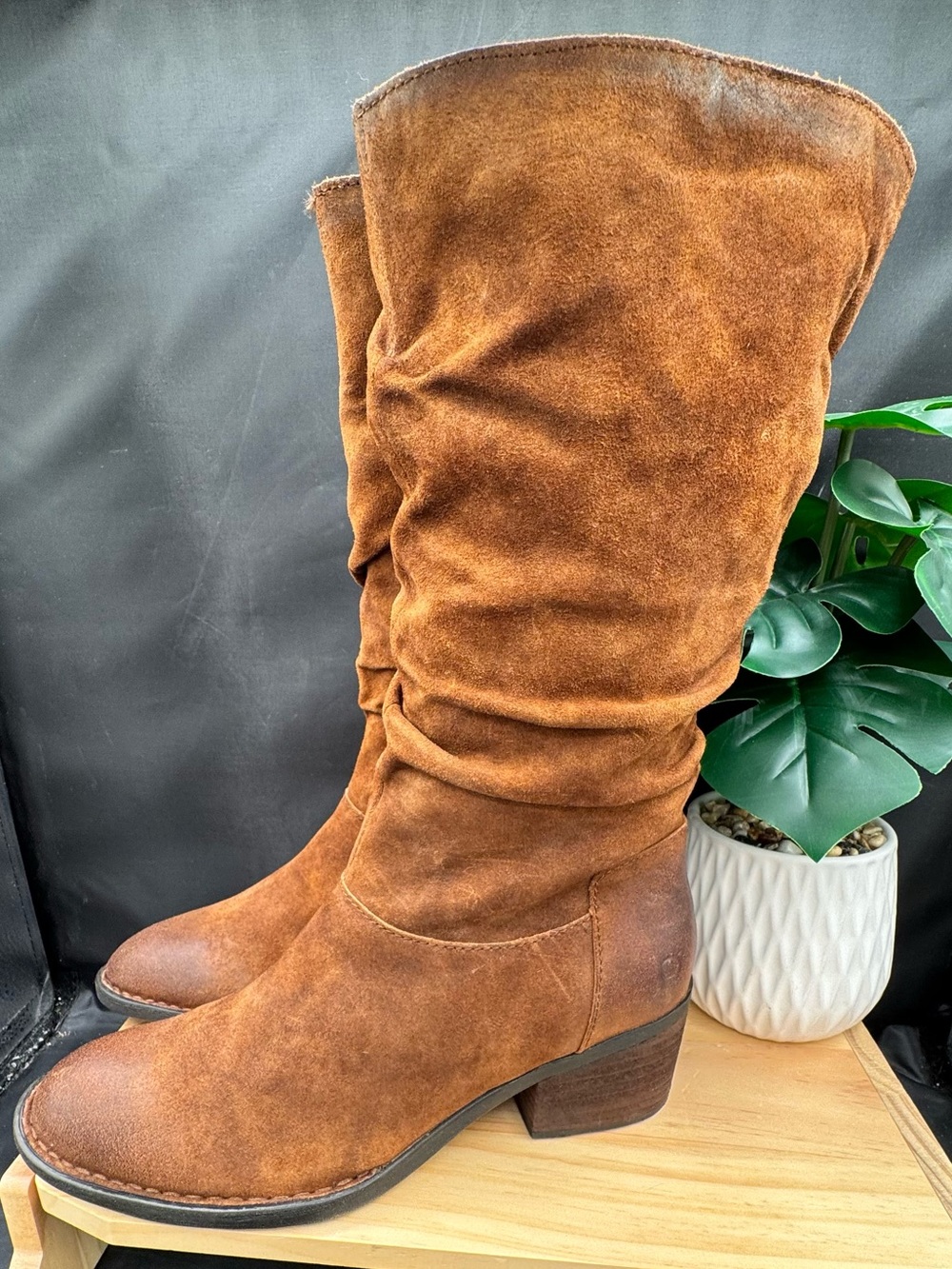Women's Born Slouchy Suede Mid-Calf Boots - Brown 8.5